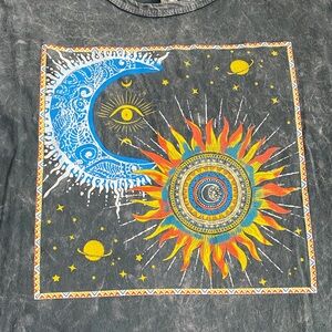 Gray Stars and Moon Cotton T-shirt Dress